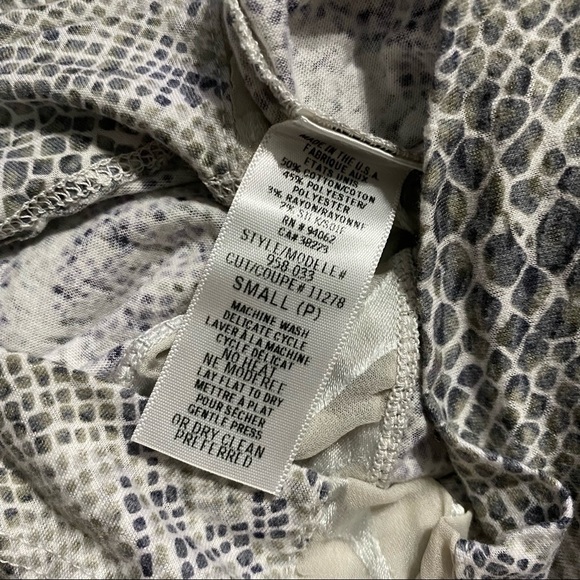 Language Gray Snake Animal Print Deep V Neck Top - Picture 3 of 4